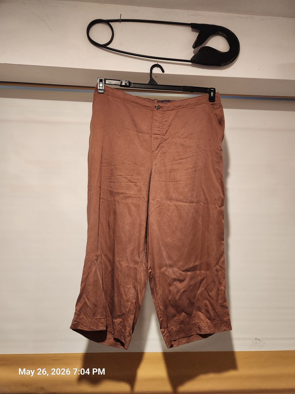 Womens Casual Brown Linen-Blend Pants
